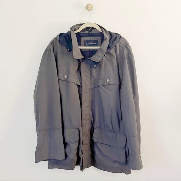 Lands End Men's Dark Grey
Windbreaker Spring Rain Jacket Mesh Lined
Hood 50-52 - Picture 1 of 10